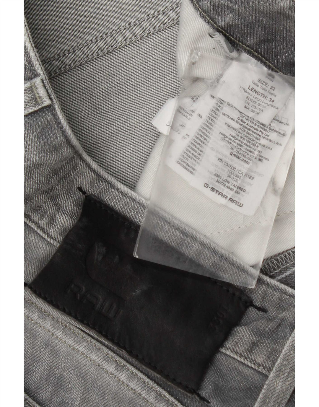 G-Star Mens Slim Jeans W32 L34 Grey Cotton