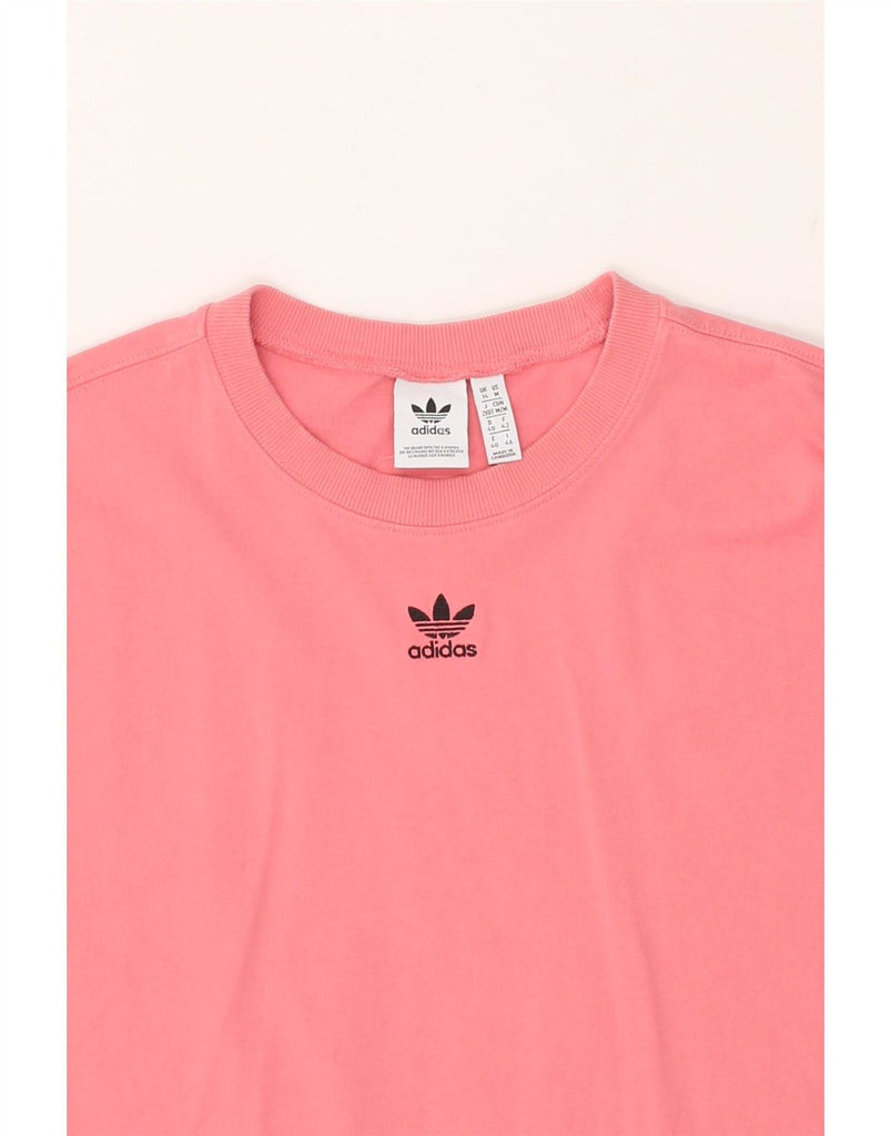 ADIDAS Womens T-Shirt Top UK 14 Large Pink Cotton Vintage Adidas and Second-Hand Adidas from Messina Hembry 