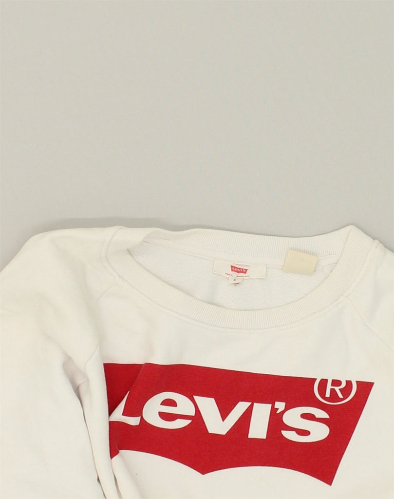 LEVI'S Mens Graphic Sweatshirt Jumper Small White Cotton | Vintage Levi's | Thrift | Second-Hand Levi's | Used Clothing | Messina Hembry 