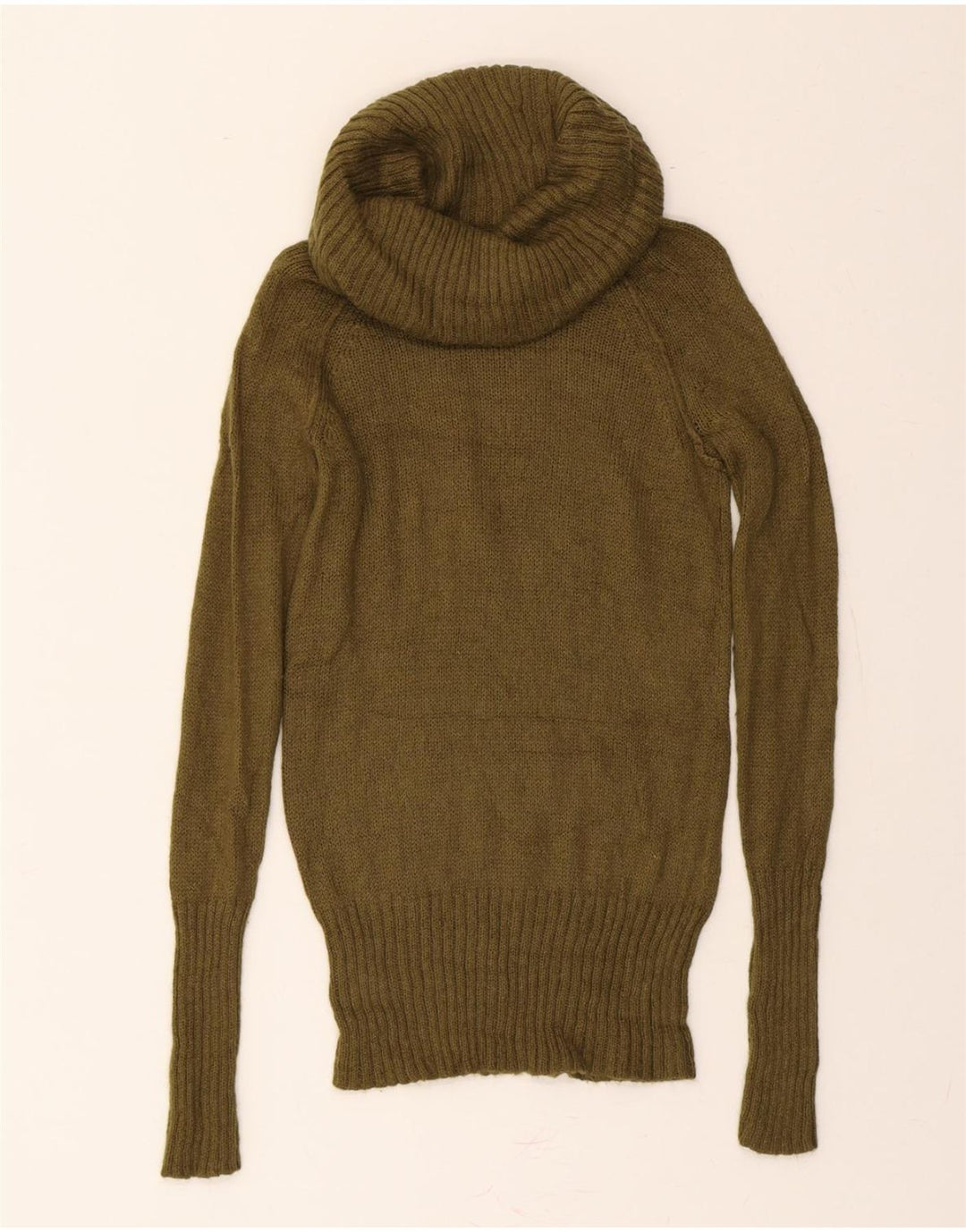 J. CREW Womens Roll Neck Jumper Sweater UK 10 Small Khaki Acrylic Vintage J. Crew and Second-Hand J. Crew from Messina Hembry 