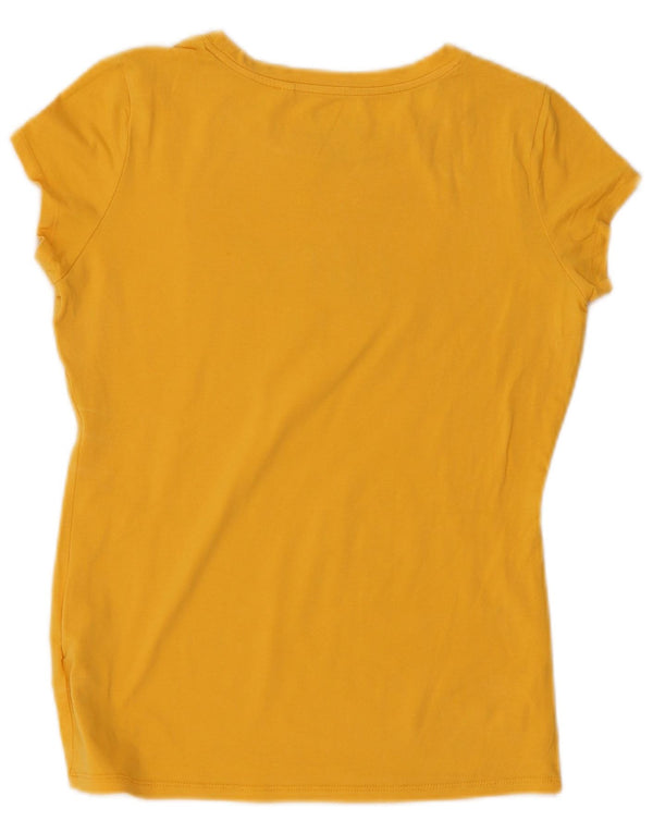 Guess Womens Graphic T-Shirt Top UK 8 Small Yellow Cotton