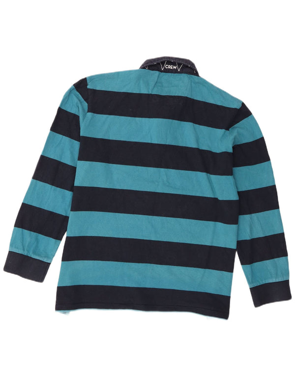 Crew Clothing Mens Long Sleeve Rugby Polo Shirt 2XL Blue Striped Cotton