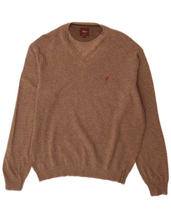 Marlboro Classics Mens V-Neck Jumper Sweater XL Brown