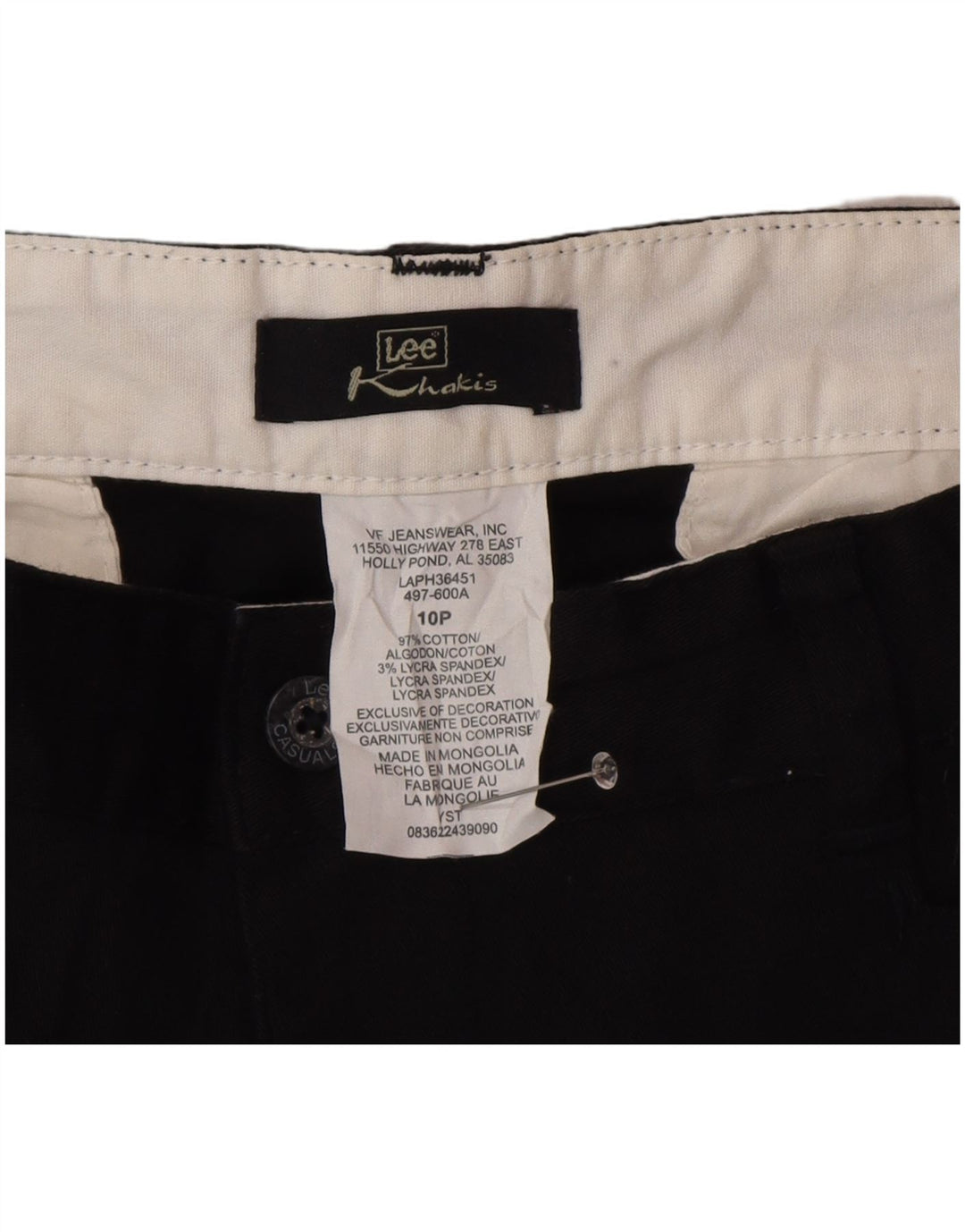 Lee Womens Khakis Casual Shorts US 10 Large W32  Black Cotton