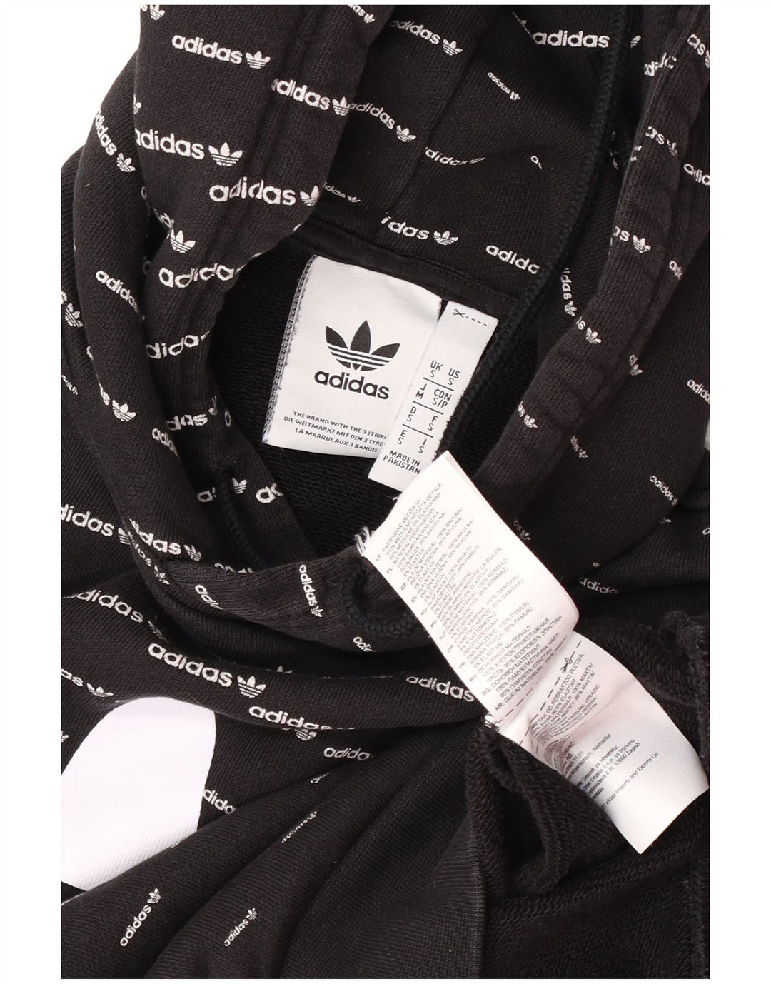Adidas Mens Graphic Hoodie Jumper Small Black Cotton