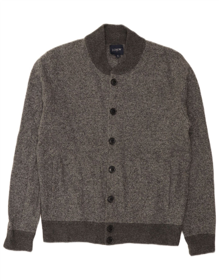 J. Crew Mens Cardigan Sweater Medium Grey Flecked Lambswool