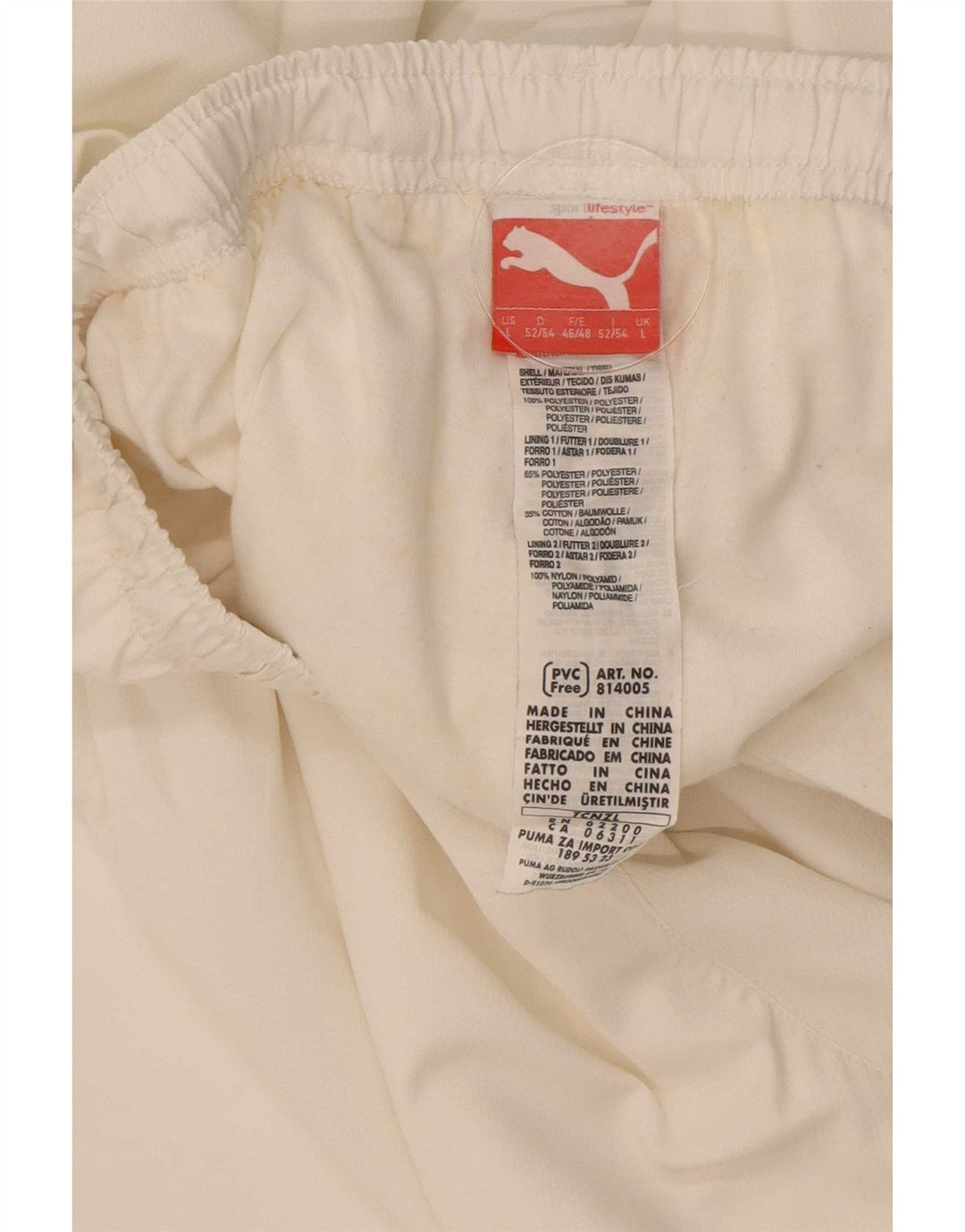 Puma Mens Tracksuit Trousers Joggers Large White Polyester