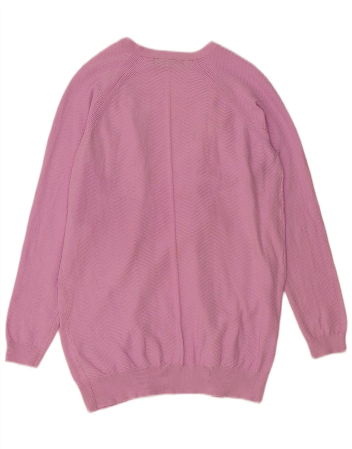 MARKS & SPENCER Womens Open Cardigan Sweater UK 10 Small Pink Chevron