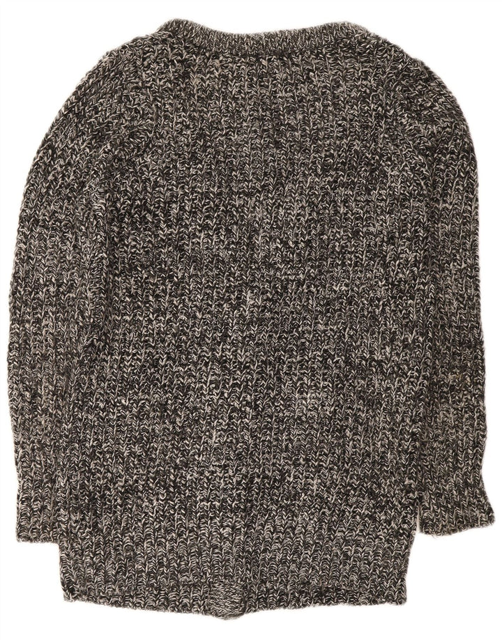 Zara Womens Longline Cardigan Sweater UK 14 Medium Grey Flecked Acrylic