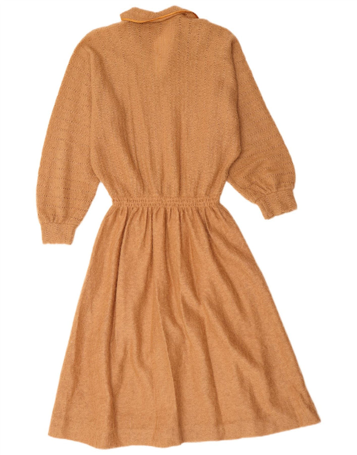 Vintage Womens Long Sleeve Jumper Dress IT 44 Medium Brown