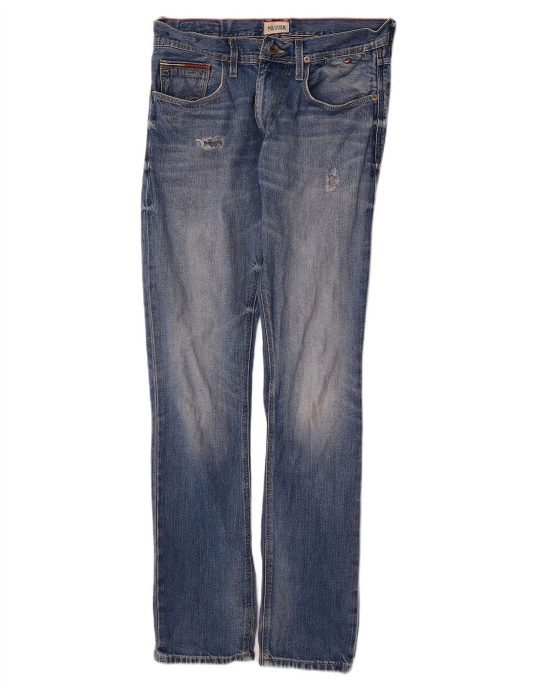 TOMMY HILFIGER Mens Distressed Straight Jeans W32 L34 Blue