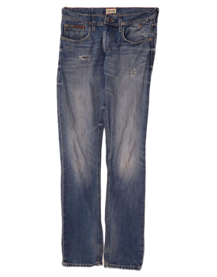 TOMMY HILFIGER Mens Distressed Straight Jeans W32 L34 Blue
