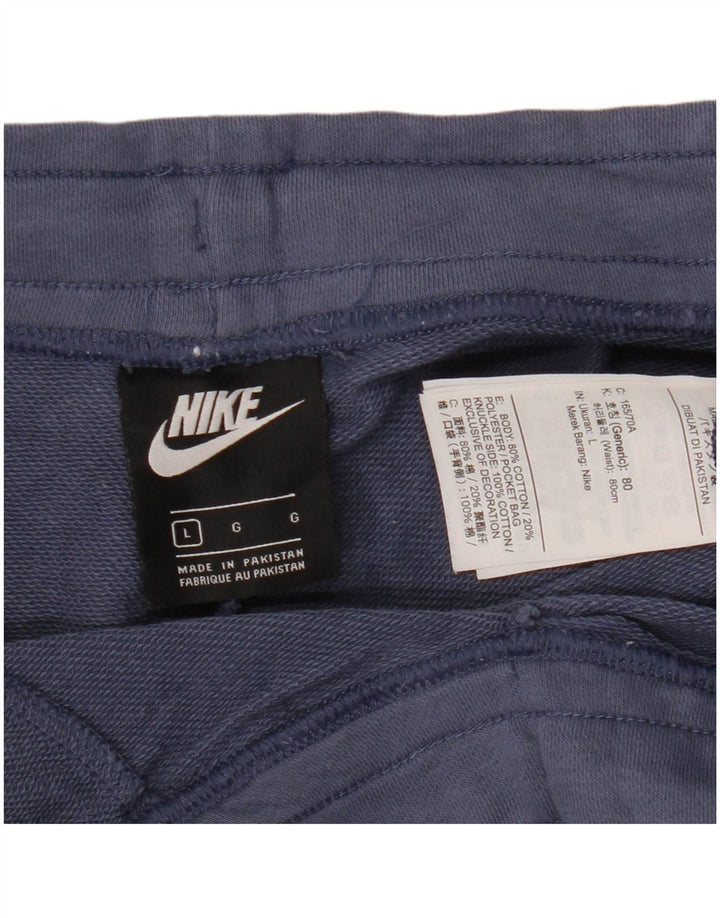NIKE Womens Sport Shorts UK 16 Large  Navy Blue Cotton