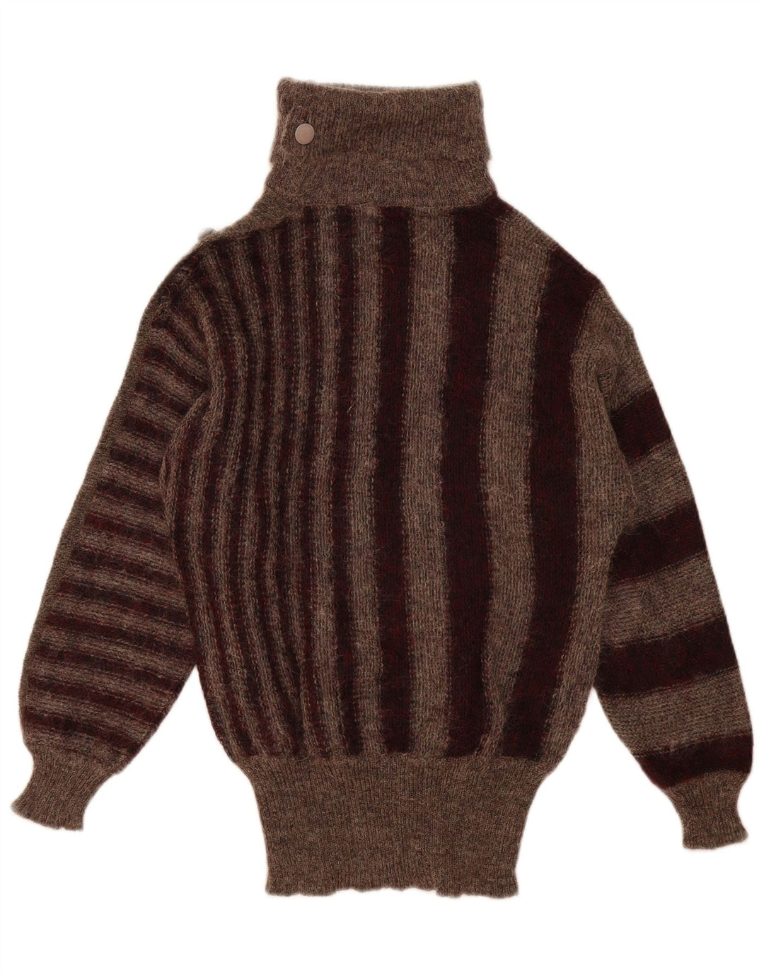 Vintage Womens Roll Neck Jumper Sweater IT 44 Medium Brown Striped