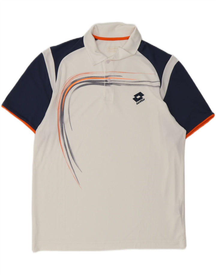 Lotto Mens Graphic Polo Shirt Large White Colourblock Polyester