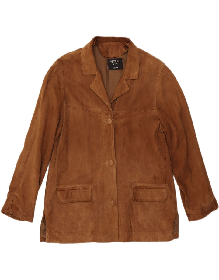 Vintage Womens Suede Jacket IT 44 Medium Brown Leather