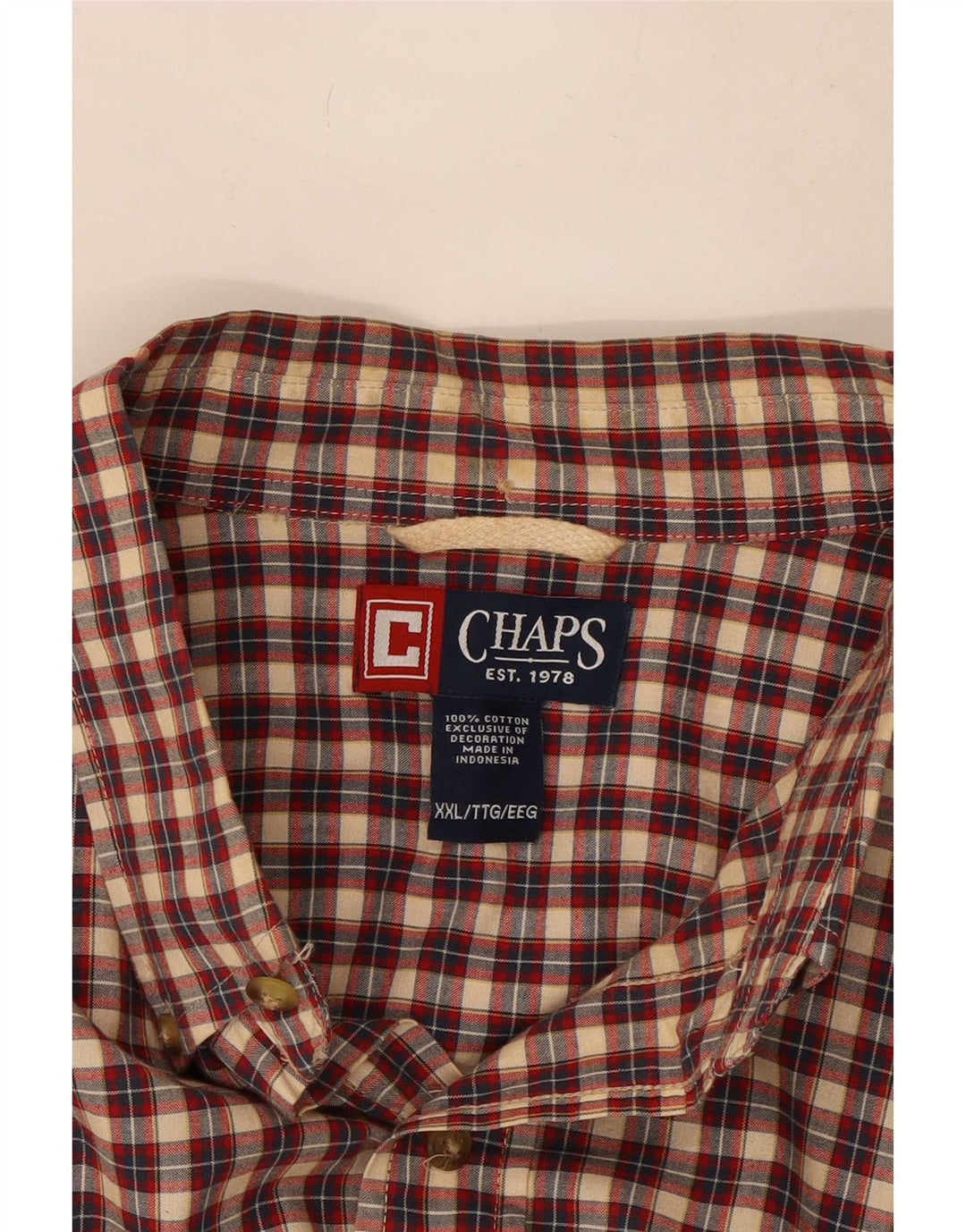 Chaps Mens Shirt 2XL Red Check Cotton