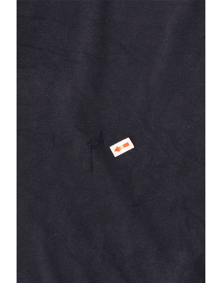 Massimo Dutti Mens Polo Neck Jumper Sweater Large Navy Blue Cotton