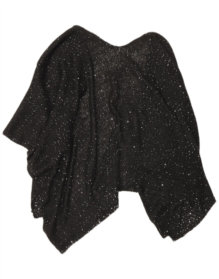 Marks & Spencer Womens Poncho Jumper One Size Black Flecked Acrylic