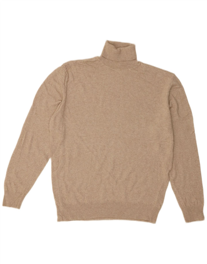 Zara Mens Roll Neck Jumper Sweater Large Beige