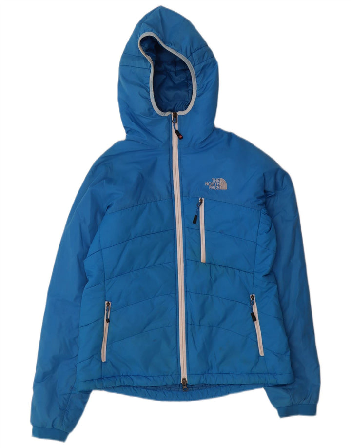 The North Face Womens Hooded Padded Jacket UK 12 Medium Blue Nylon