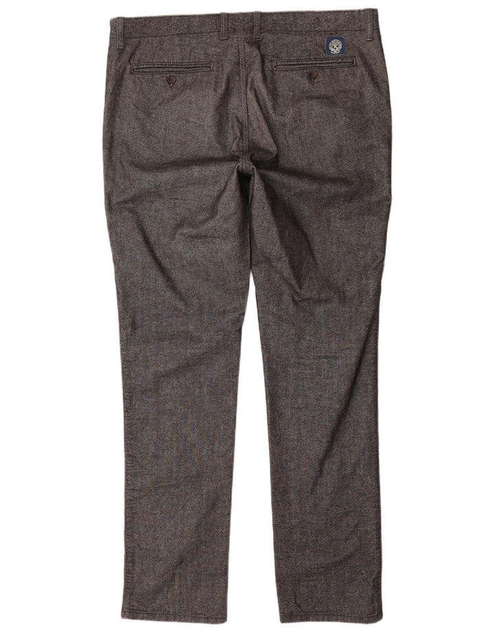 Rifle Mens Slim Trousers W38 L34 Grey Herringbone Cotton