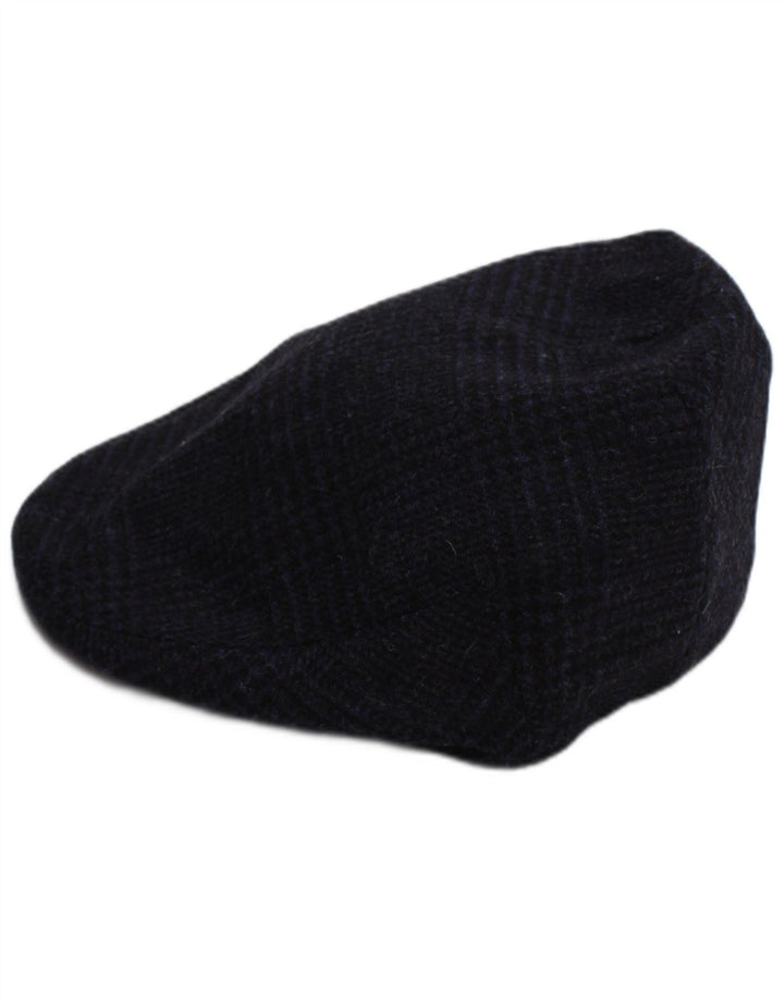 Roderick Charles Mens Flat Cap XL Navy Blue Check Wool Classic