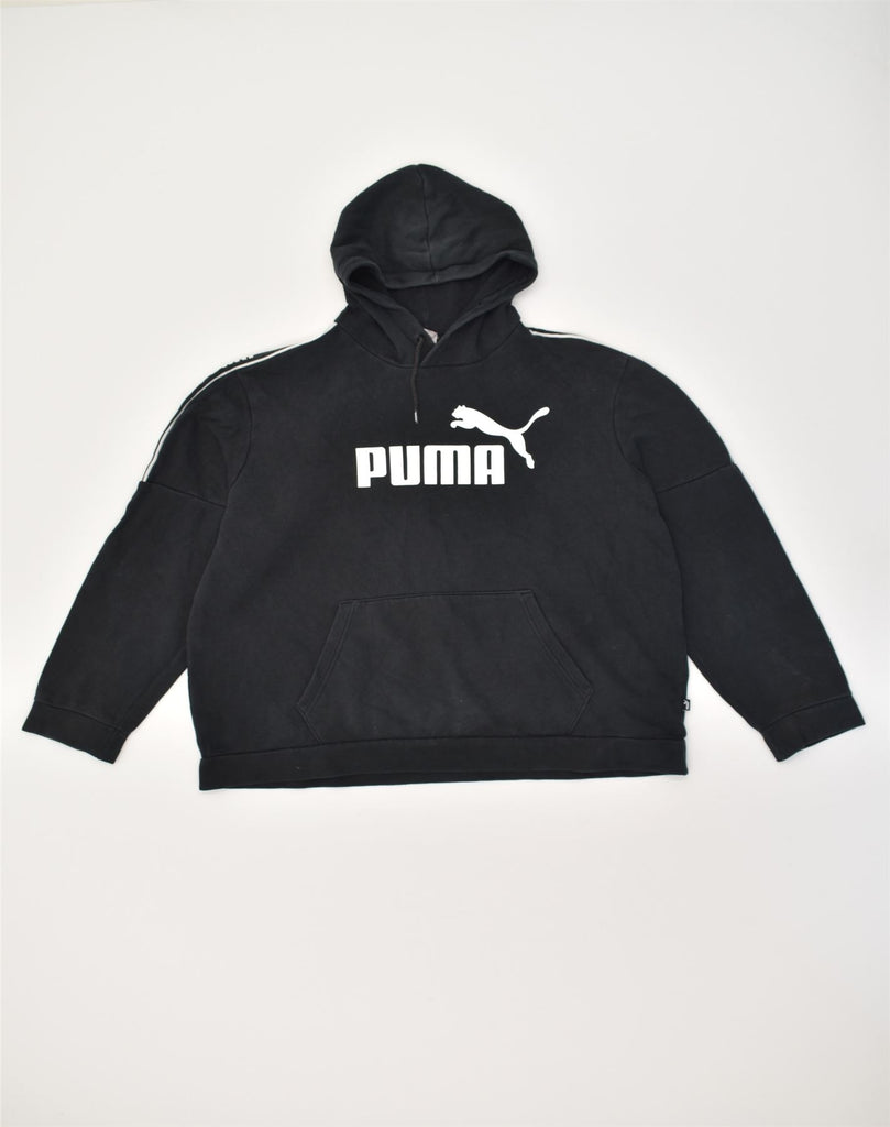 PUMA Mens Graphic Hoodie Jumper XL Black Cotton | Vintage Puma | Thrift | Second-Hand Puma | Used Clothing | Messina Hembry 