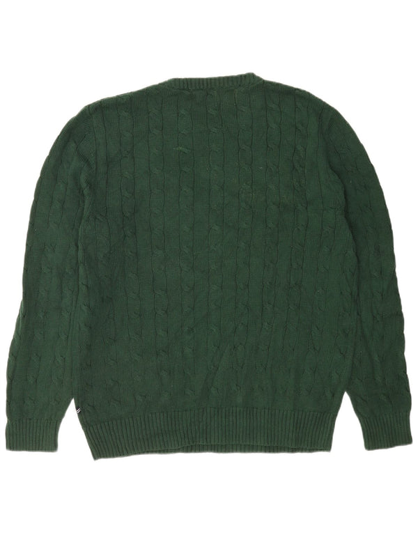 Nautica Mens Crew Neck Jumper Sweater Large Green Cotton