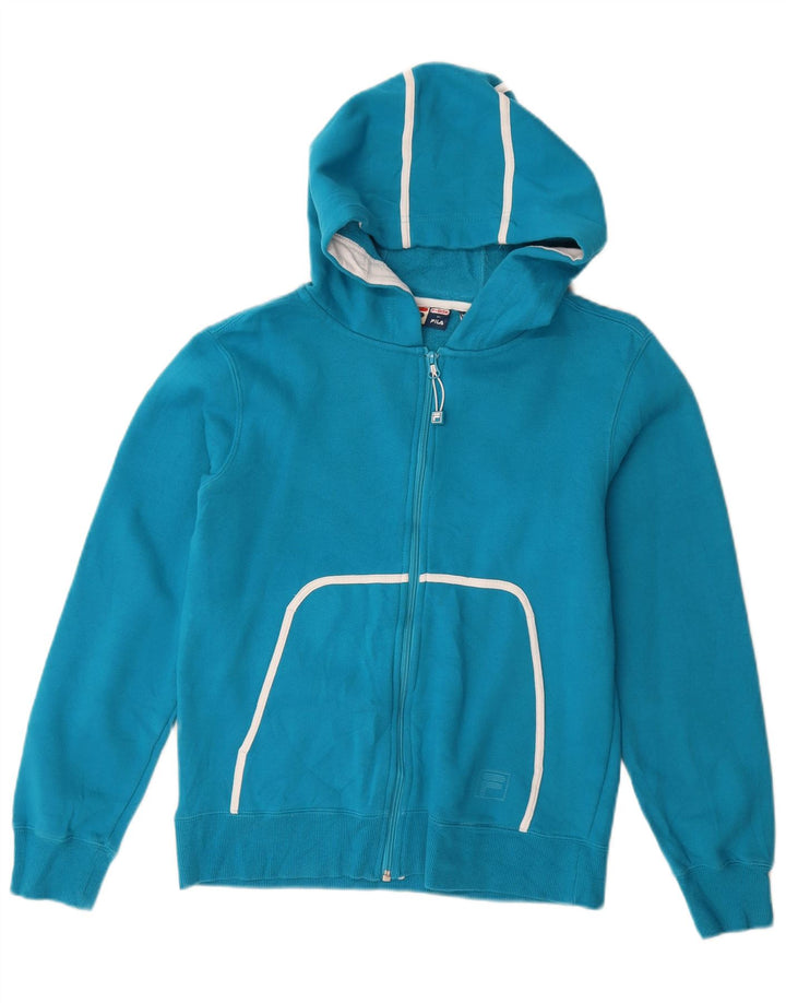 Fila Womens Zip Hoodie Sweater UK 14 Medium Blue