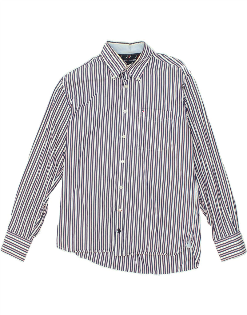 TOMMY HILFIGER Mens Shirt Large Blue Striped Cotton | Vintage Tommy Hilfiger | Thrift | Second-Hand Tommy Hilfiger | Used Clothing | Messina Hembry 