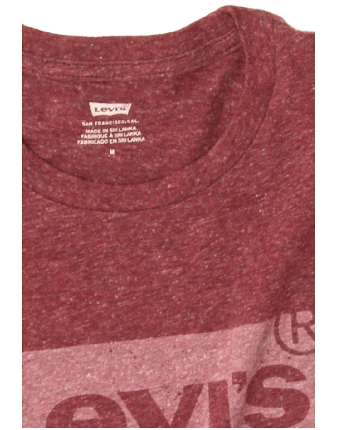 Levi's Mens Graphic T-Shirt Top Medium Burgundy Flecked
