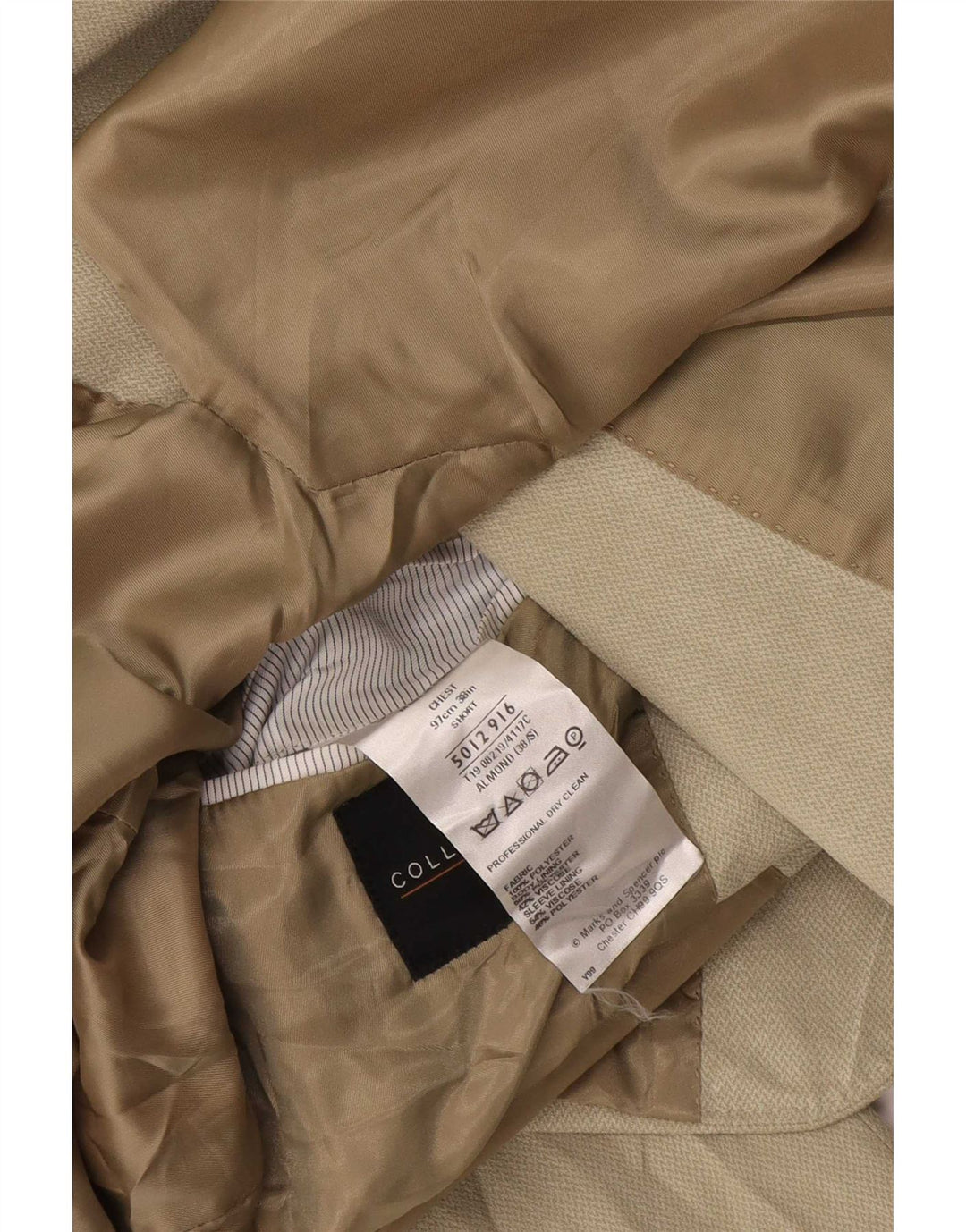 Marks & Spencer Mens Short 2 Button Blazer Jacket UK 38 Medium Beige