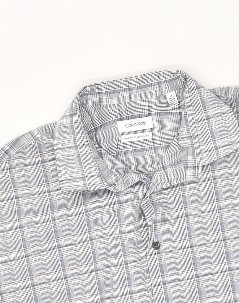 CALVIN KLEIN Mens Regular Fit Shirt Size 17 XL Grey Check Cotton | Vintage Calvin Klein | Thrift | Second-Hand Calvin Klein | Used Clothing | Messina Hembry 