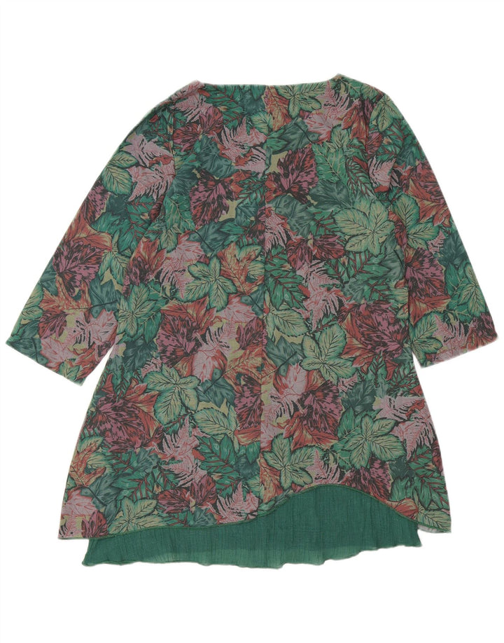 CASAMIA Womens 3/4 Sleeve Basic Dress UK 10 Small Green Floral Viscose