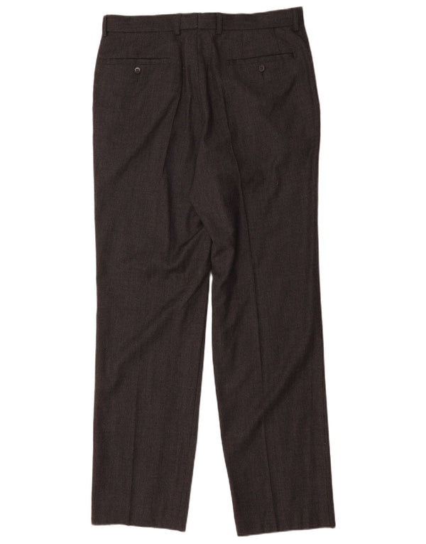 Marks & Spencer Mens Straight Suit Trousers W34 L32 Grey Wool