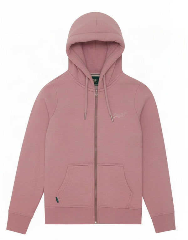 Superdry Womens Zip Hoodie Sweater UK 12 Medium Pink Cotton