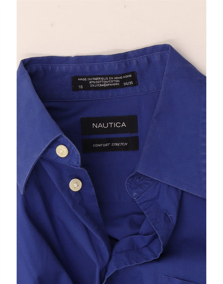 Nautica Mens Shirt Size 16 Large Blue Cotton