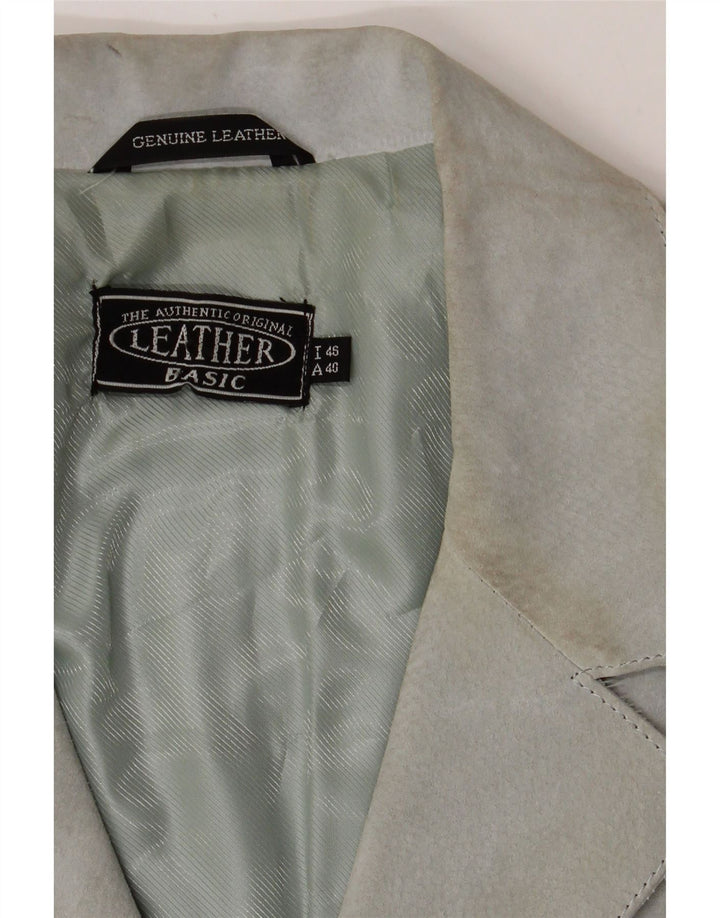 VINTAGE Womens Suede Overcoat IT 46 Large Green Leather Vintage Vintage and Second-Hand Vintage from Messina Hembry 