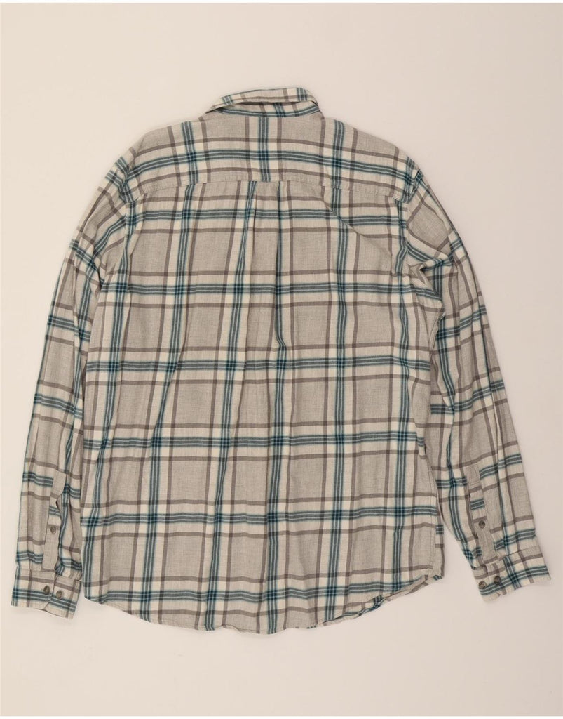 EDDIE BAUER Mens Tall Classic Fit Flannel Shirt XL Grey Check Cotton Vintage Eddie Bauer and Second-Hand Eddie Bauer from Messina Hembry 