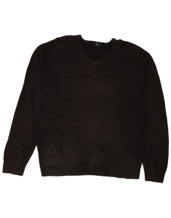 Marks & Spencer Mens V-Neck Jumper Sweater Large Grey Acrylic