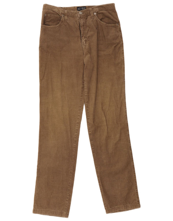 Armani Womens Straight Corduroy Trousers W32 L30 Beige Cotton