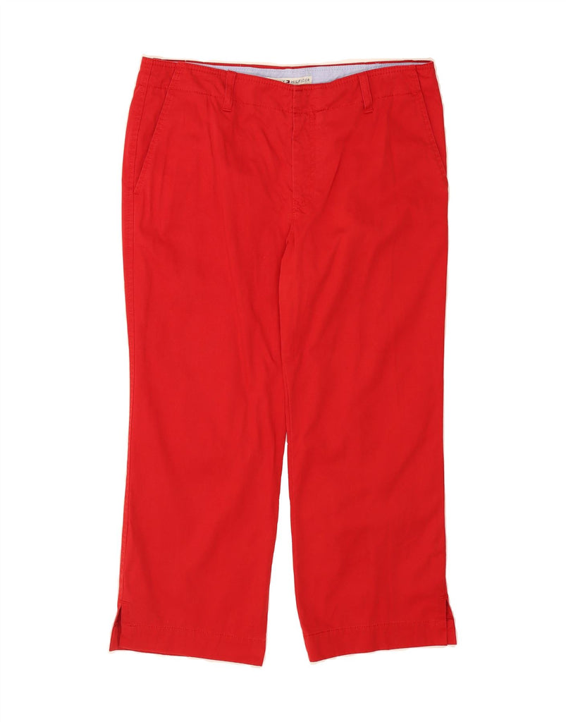 TOMMY HILFIGER Womens Straight Cropped Trousers US 12 Large W34 L24 Red Vintage Tommy Hilfiger and Second-Hand Tommy Hilfiger from Messina Hembry 