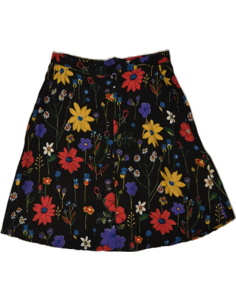 VINTAGE Womens A-Line Skirt W30 Medium  Black Floral | Vintage Vintage | Thrift | Second-Hand Vintage | Used Clothing | Messina Hembry 