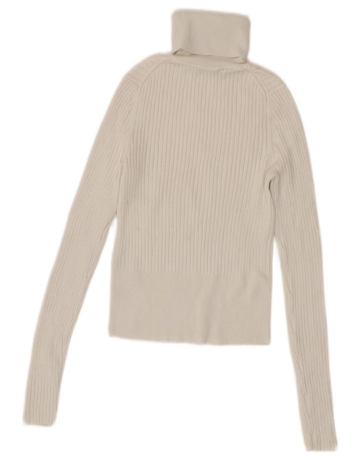 Zara Womens Crop Roll Neck Jumper Sweater UK 8 Small White Viscose