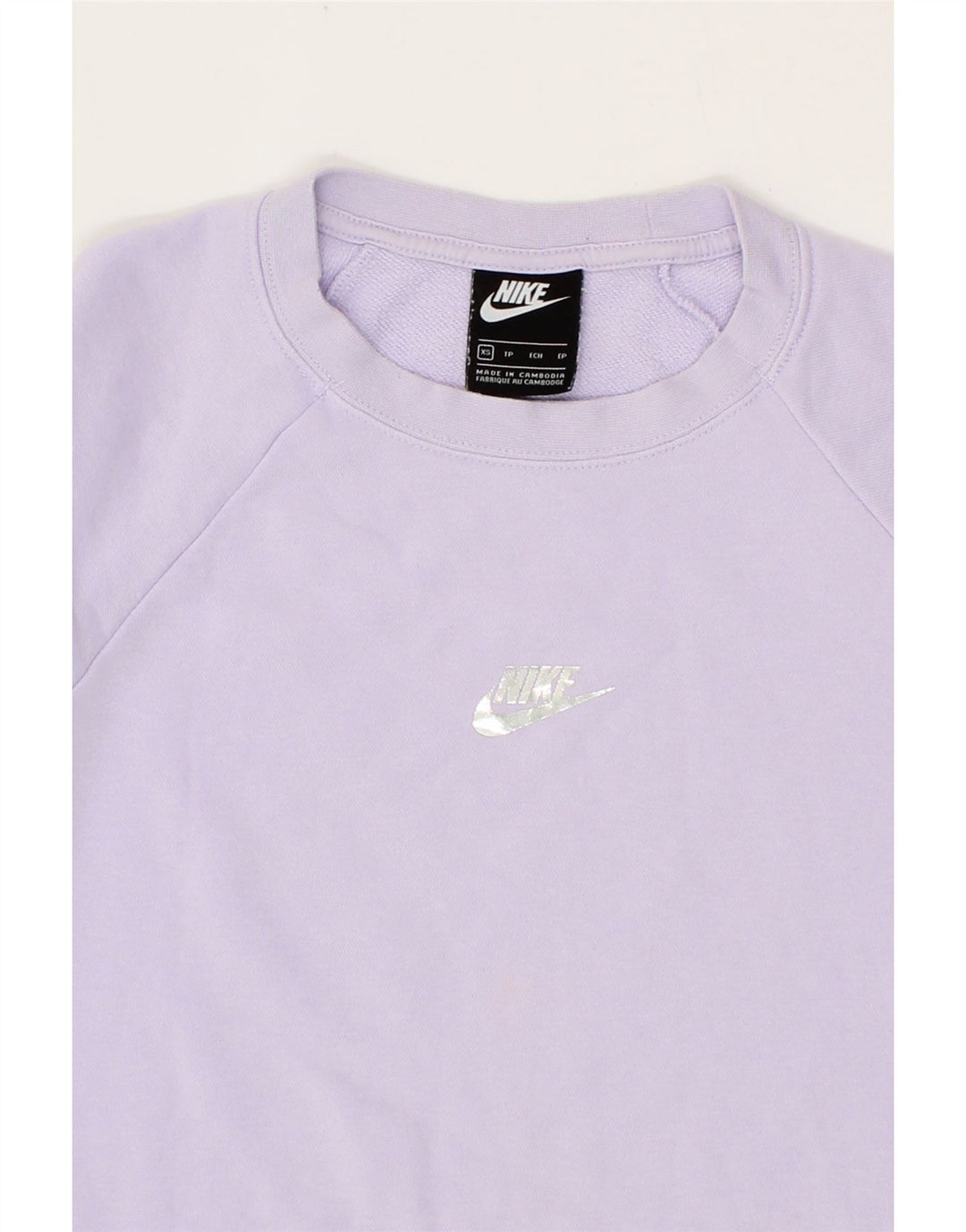 NIKE Womens Oversized Graphic Sweatshirt Jumper UK 6 XS Purple Vintage Nike and Second-Hand Nike from Messina Hembry 