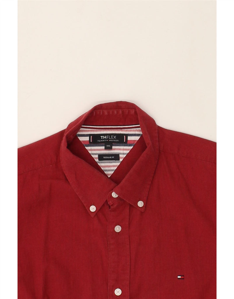 TOMMY HILFIGER Mens Flex Regular Fit Shirt 2XL Red | Vintage Tommy Hilfiger | Thrift | Second-Hand Tommy Hilfiger | Used Clothing | Messina Hembry 