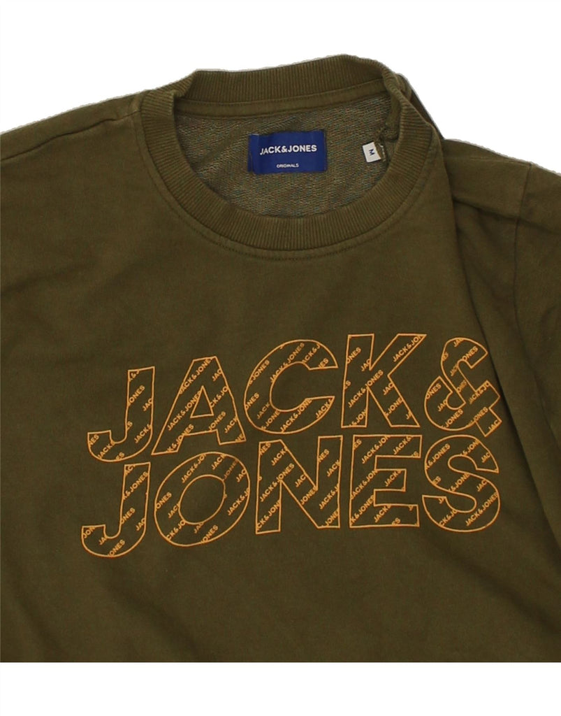 JACK & JONES Mens Graphic Sweatshirt Jumper Medium Khaki Cotton | Vintage Jack & Jones | Thrift | Second-Hand Jack & Jones | Used Clothing | Messina Hembry 