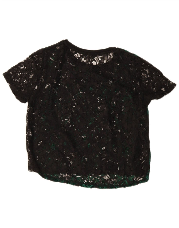 Zara Womens Crop Blouse Top UK 14 Medium Green Paisley