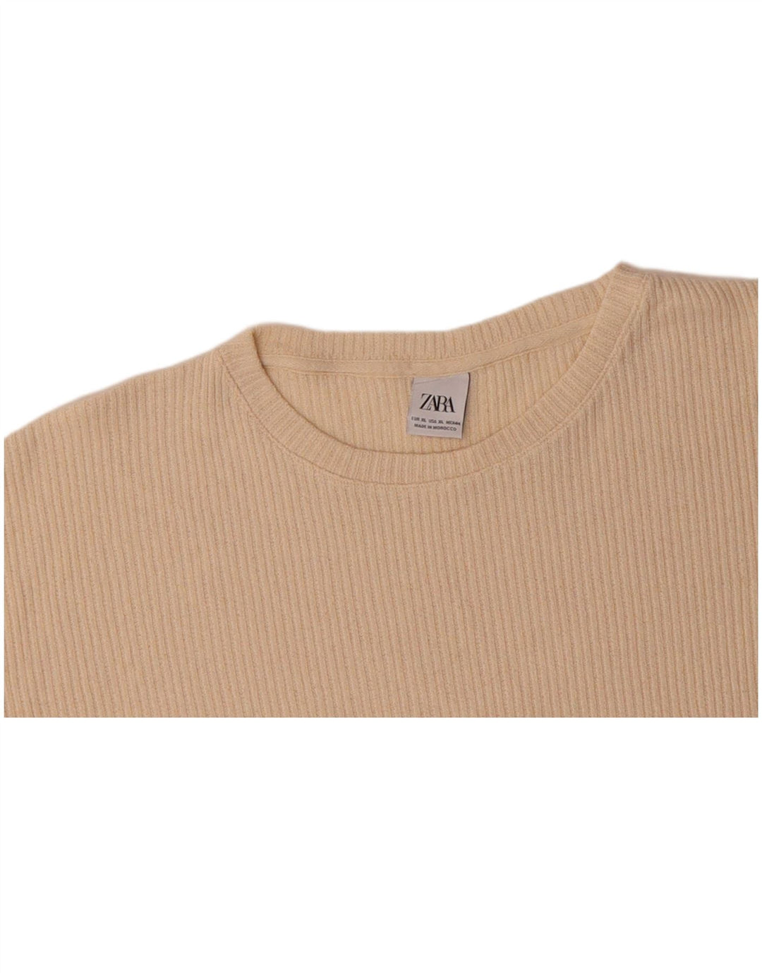 ZARA Mens T-Shirt Top XL Beige Cotton